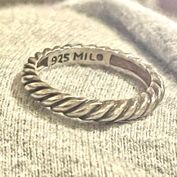 Vintage Artisan Sterling 925 Silver Twisted Rope Stacking Ring - Picture 1 of 4